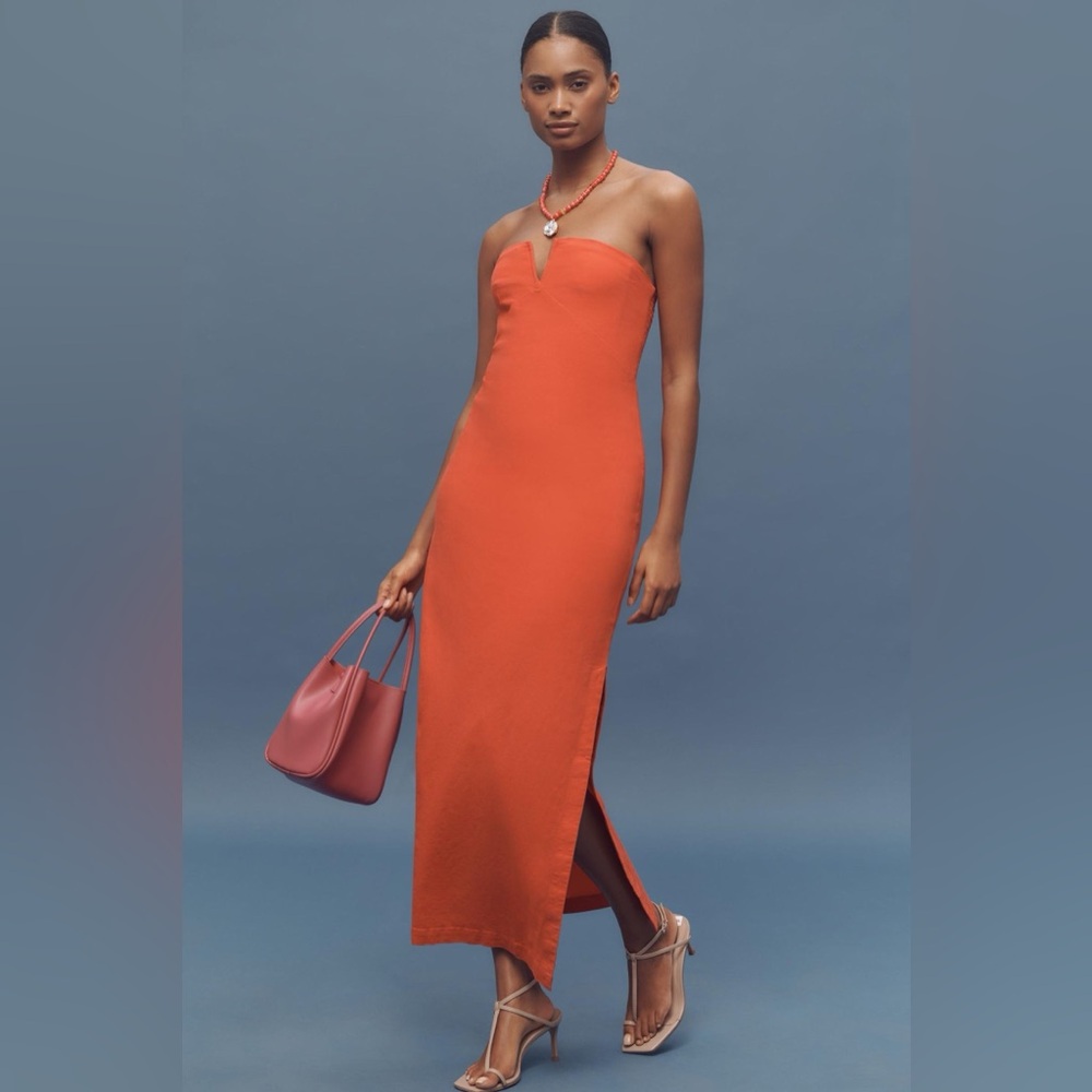 Anthropologie Strapless Linen Dress